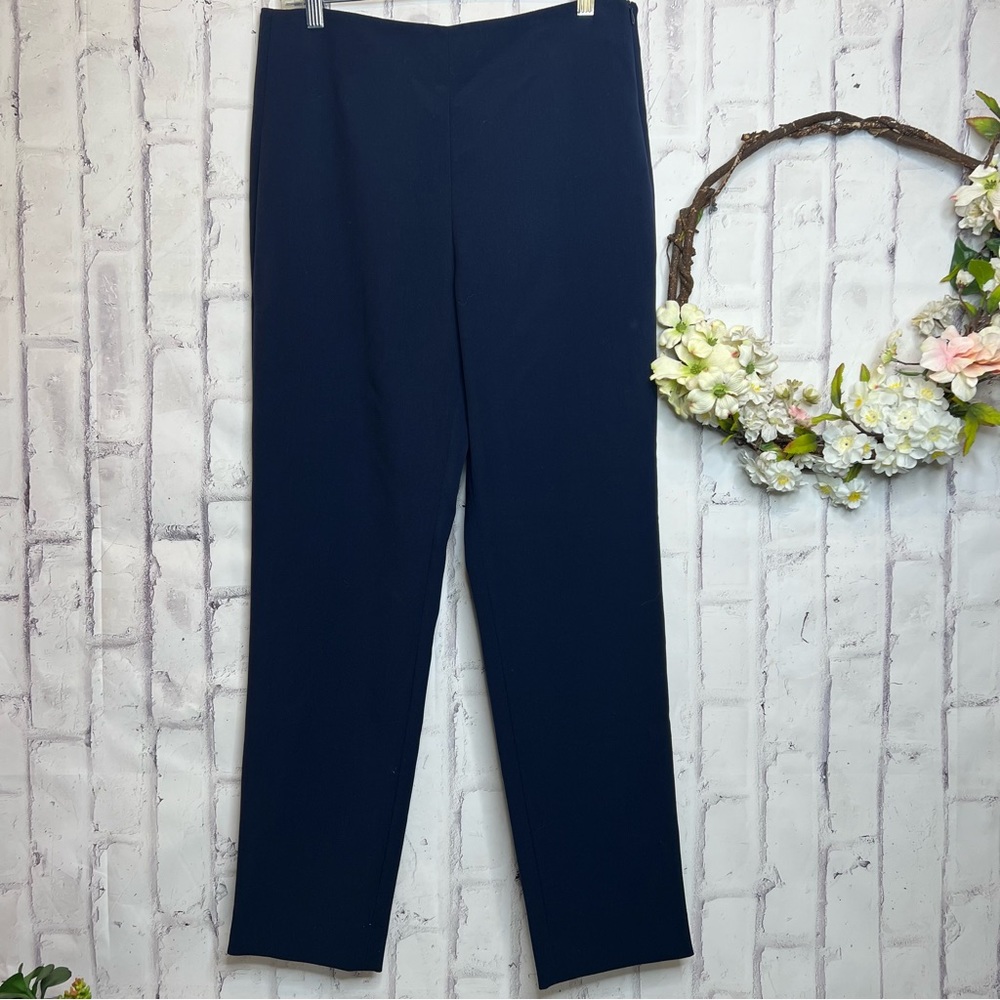 St John Bella Double Weave Flat Front Pants Navy